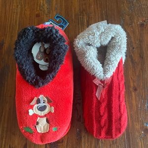 Snoozies/ Trend slipper socks NWT Large 9-10 (lot of 2)